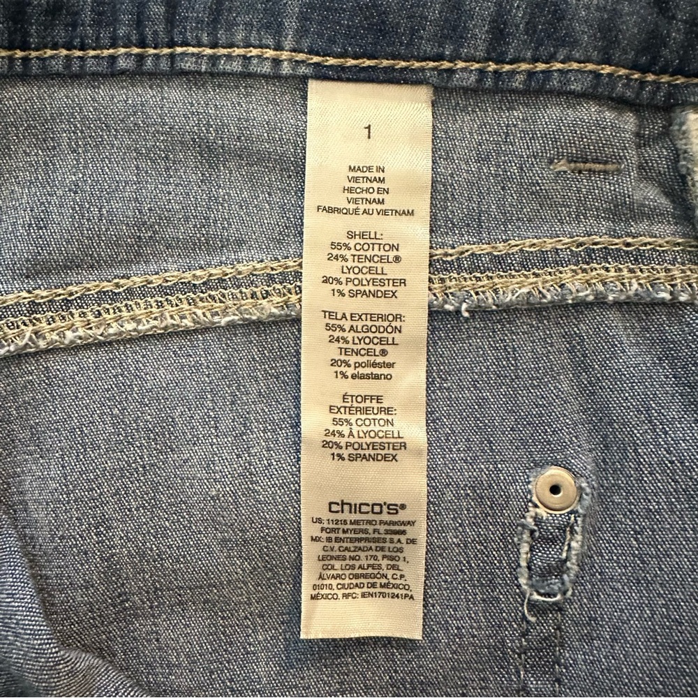 Summerweight Jeans Chicos Slim Boyfriend Ankle Jeans medium wash size 1 - Picture 4 of 6